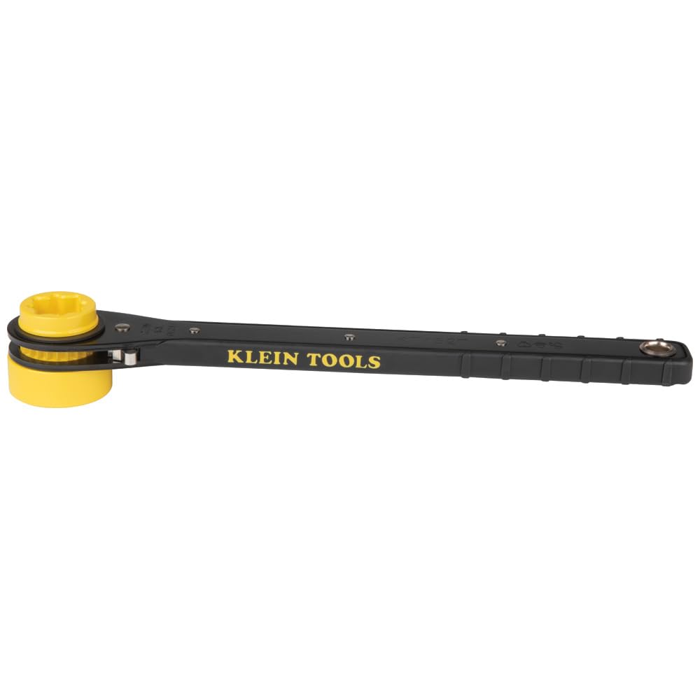 Klein Tools KT152T - Llave de trinquete delgada 4 en 1 con mango largo y estriado para agarre y apalancamiento, color negro