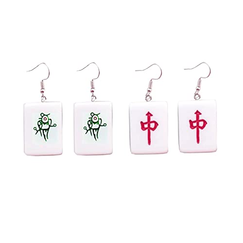 Pendientes colgantes de póquer de personalidad de aleación de metal con tarjetas de juego que simulan divertidos aretes para mujeres y niñas, resina, sin piedras preciosas, Resina, Sin piedra preciosa