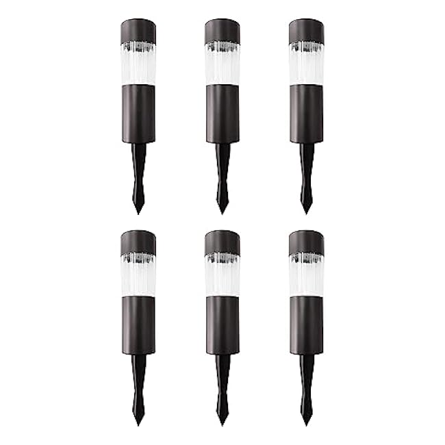 Basics Solar Outdoor Lights, LED Lights for Garden, Pathway, Patio, Black, 6-Pack