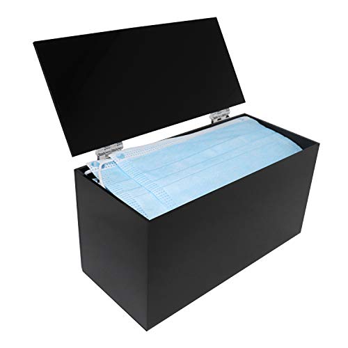 Image of Face Mask Dispenser | Acrylic Mask Box with Cover for Storing and Dispensing Personal Face Masks (Black)
