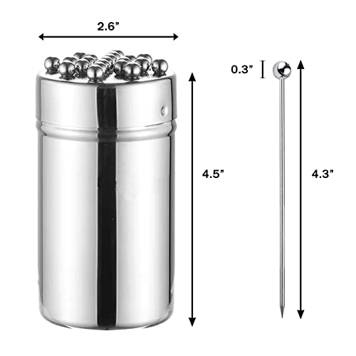 Amersis 21Pcs Cocktail Picks With Holder Jar Fruit Toothpicks Stainless Steel Olive Cheese Skewers Fruit Forks Sandwich Appetizer Dessert Sticks For Party Decoration Supplies With Storage Cylinder #TOP1