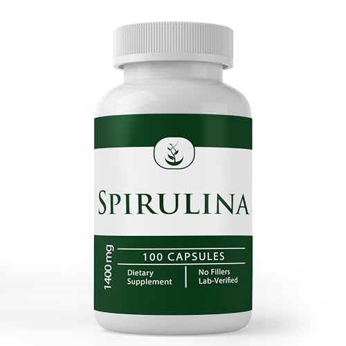 PURE ORIGINAL INGREDIENTS Spirulina (100 Capsules) Rich in Phycocyanin Pure