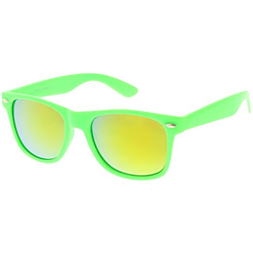 zeroUV - Modern Wide Arms Colored Mirror Square Lens Horn Rimmed Sunglasses 52mm2