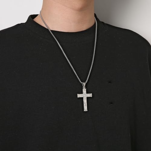 HZMAN Men's Stainless Steel Infinity Celtic Cross Irish Knot Pendant Necklace, 22+2" Link Chain2