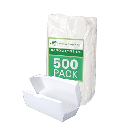 SCT Hot Dog Clamshell 500 Pack 6.125x2.125x2.25 White Tray Clamshell Hot Dog To Go Container Serving Boat Disposable Durable 0713 product thumbnail 2