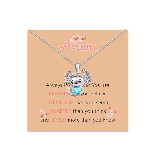 Cute Axolotl Necklace Animal Pendant Necklaces Axolotl Gifts for Axolotl Lovers Birthday Back to school Gift