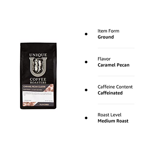 Caramel Pecan Flavored Ground Coffee, 1 Lb (16 Oz) Bag, Medium Roast, 100% Arabica Premium Quality Flavor #TOP6