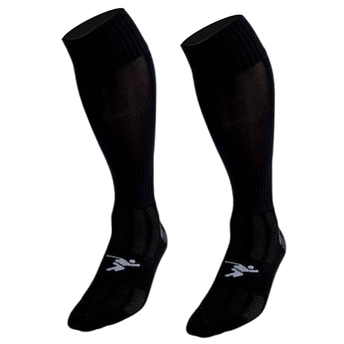 Precision Plain Pro Football Socks Adult, Cotton Nylon Blend, Ankle Contoured Support, Calf Ventilation Panel, Heel Pad, Toe Protection, Team Match, 7-11, Black