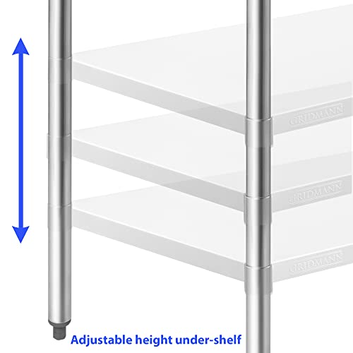GRIDMANN NSF Stainless Steel Work & Prep Table 30 x 24 Inches with Caster Wheels and Under Shelf for Restaurant, Home, Hotel by GRIDMANN - Image 7