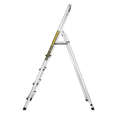 TOUGH MASTER Aluminium Folding Step Ladder Tread Ladders Anti-Slip Steps Top Handrail with Rubberised Plastic Feet Max Load 150Kg – EN131 Safety Standard, Silver (5 Steps) 1 TOUGH MASTER Aluminium Folding Step Ladder Tread Ladders Anti-Slip Steps Top Handrail with Rubberised Plastic Feet Max Load 150Kg – EN131 Safety Standard, Silver (5 Steps)