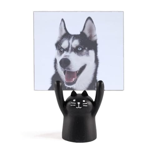 Support pour mémo fini les papiers perdus pince note chien chat noir