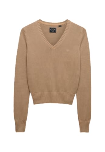 Superdry Washed V Neck Jumper Pull pour Femme (Lot de 1), Taupe Clair, 40