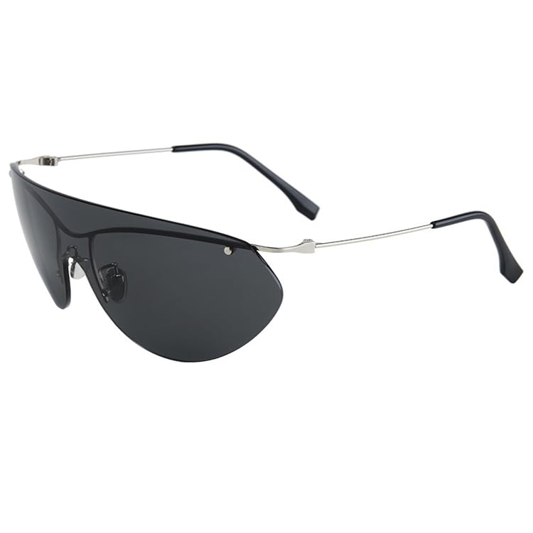 bullabulling Fashion Y2k Polarized Sunglasses Women One Piece Vintage Punk Metal Frame Rimless Oversized Shades UV400