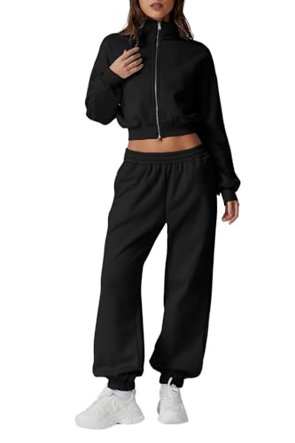 QINSEN Womens 2 Piece Oufits Full Zip Jacket Long Sleeve Sweatsui...