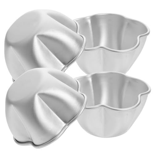 VALICLUD 4 piezas Molde para Tartas de Aluminio Forma de Flor de Antiadherente para Hornear Tartaletas Pudding y Cupcakes Fácil Limpieza para Postres Individuales