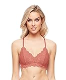 Katie Triangle Bralette for Women, Unpadded and Unlined Wireless Bra, Perfect Adjustable Everyday Lace Lingerie (Medium, Rose)