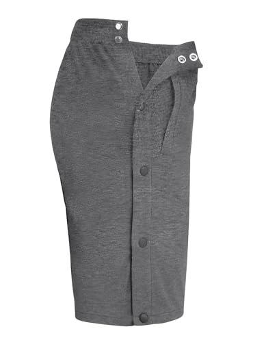 Deyeek Tear Away Shorts for Men Post Surgery Recovery Side Snap Cotton Shorts Mens Tear Away Athletic Pants with Pockets Grey - Thumbnail 5