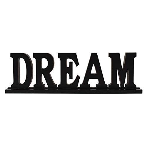 Attraction Design Rustic Wood Dream Sign for Home Decor, Decorative Wooden Cutout Word Decor Freestanding Dream Tabletop Decor, Black Dream Block Letters Sign Family Mantel Decor (Black Dream Sign)