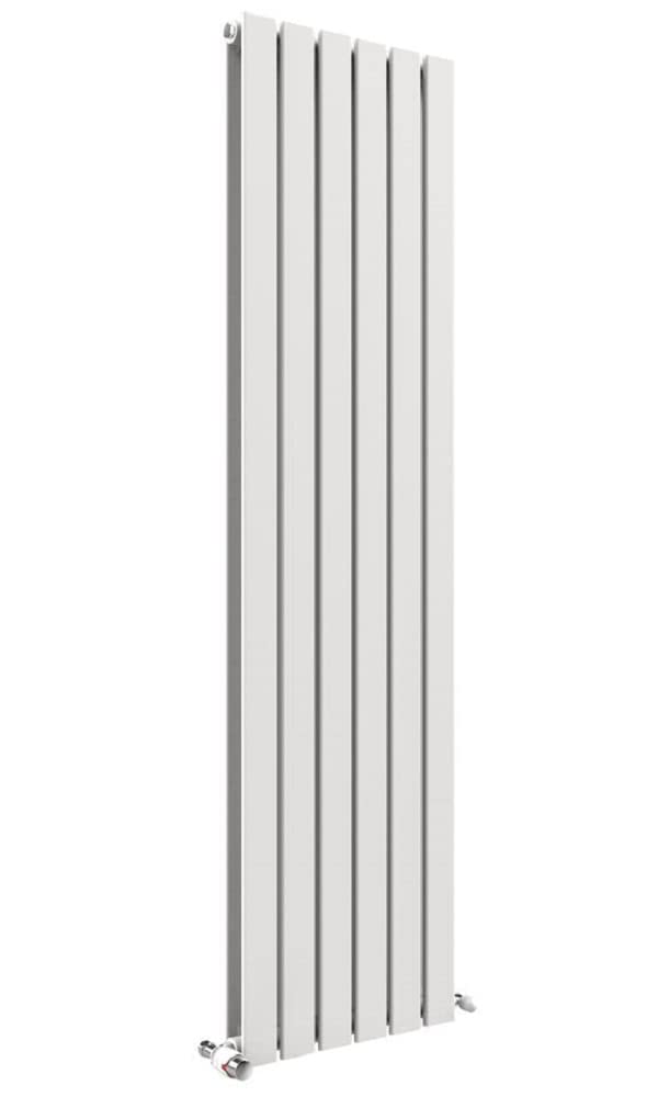 iBathUK Apex Wall Mounted Vertical Double Slim Flat Panel Radiator, 6-Column Steel, Hydronic Central Heating, High Thermal Output, Modern Designer Radiator for Bathroom in Matt White, 1800x456 mm — image 1