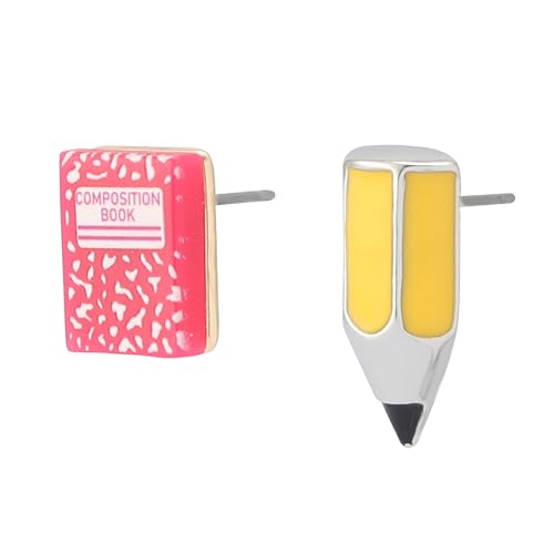 Betsey Johnson Women's Straight A's Pencil & Notebook Mismatch Earrings2