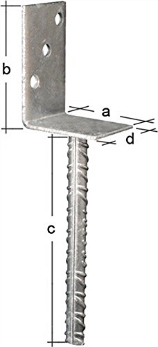 Preisvergleich Produktbild Pfostenträger L-Form Steindolle Länge 200mm Durchmesser 19mm feuerverzinkt