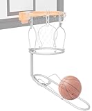 Mocomax Basketball Return Attachment, 180° Rotatable Basketball Rebounder with 3 Stable Large Hooks for 18' Rim, Basketball Training Accessories for Outdoor & Indoor Solo Play & Practice, White