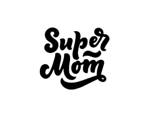 Sticker Super Mom LLI1586 en vinyle noir de 14x12,4 cm pour voiture