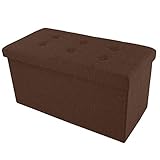 Lavish Home 80-FOTT-6 Banco de Almacenamiento Plegable Grande otomano – Cubo Organizador de Muebles con Cubo extraíble para el hogar, Sala de Estar No se Aplica marrón
