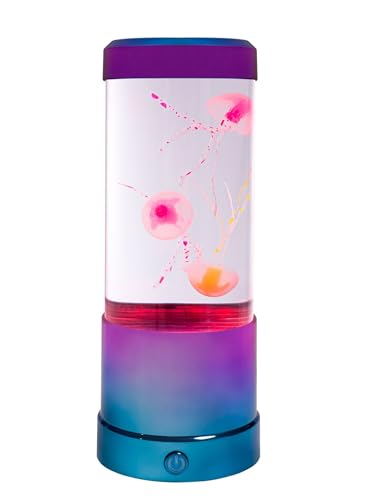 Image of Wireless Express LuminaJellyfish Mood Lamp with LED Lights - Realistic Jellyfish Motion, Multi-Color Changing LED Modes, Auto Shut Off (Metallic - 9 Inch)