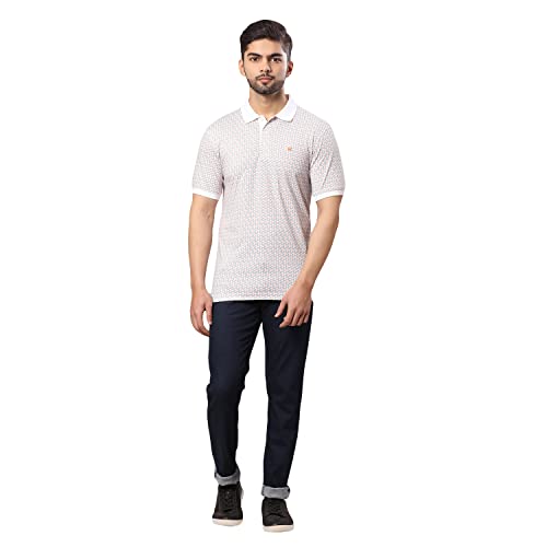 Image of Raymond Men's Pure Cotton Print Pattern Modern Fit Polo Collar Polo Neck Half Sleeve Casual T-Shirt