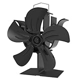 YESBO Heat Powered Wood Stove Fan, 5-Blade Fireplace Fan With Magnetic Thermometer, Non-Electric Silent Fan for Wood Burning/Pellet/Log Burner/Fireplace-355