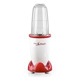 GOURMETmaxx Smoothie Maker inkl. To-Go Becher | Mini Mixer mit 8 Programmen, BPA frei | Becher spülmaschinenfest und auslaufsicher | 400 Watt [Weiss|Rot]