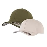 Flexfit 2er Pack Wooly Combed Cap, Olive + Stone, L/XL