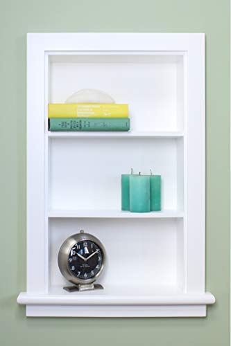 Armario empotrado para medicinas Aiden de 14x24 pulgadas, estante o estantes para baño empotrados en la pared, fabricado en Norteamérica con madera real, sin MDF, diseño sencillo y color blanco miniatura 4
