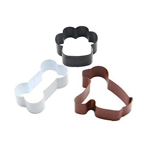 SurgeHai Dog Cookie Cutter Set of 3 - Dog, Paw Print and Dog Bone Stainless Steel Cookie Cutters Cover