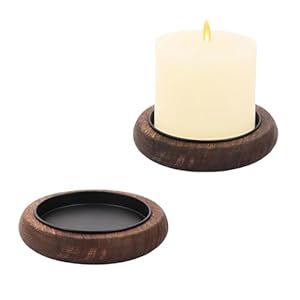 2 Pcs Wood Candle Holder Round Candle Coasters Wooden Tealight Pillar Trays Farmhouse Decor Wooden Pillar Candles Tray,for Coffee Table Centerpiece Wedding Christmas Event Home Decor