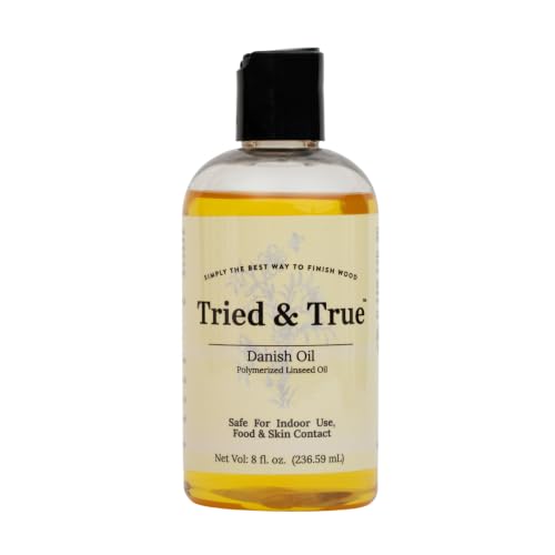 Tried & True Danish Oil 8 oz. - Polymerized Linseed Oil Wood Finish & Sealer Ideal for Furniture Butcher Blocks Salad Bowls & More - Food Safe Wood Finish Easy Application