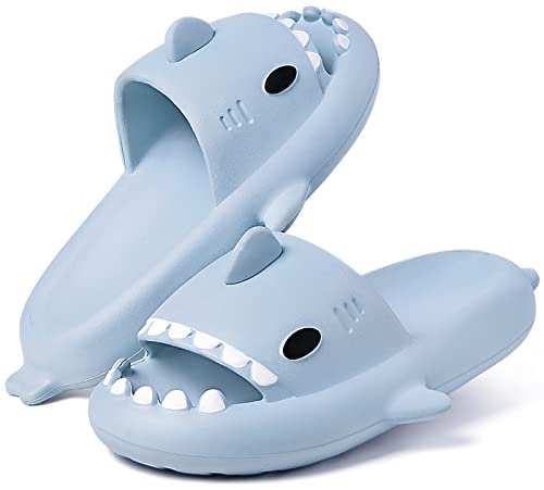 Kvbabby Cloud Shark Slides For Kids Toddlers Girls Boys Novelty Open Toe Sandals Cute Shower Pillow Slippers With Thick Sole For Outdoor Indoor Sky Blue 7-7.5 Toddler #TOP5