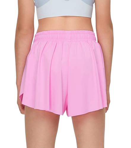 Short feminino infantil rodado com bolso juvenil borboleta shorts atléticos corrida shorts seios exe