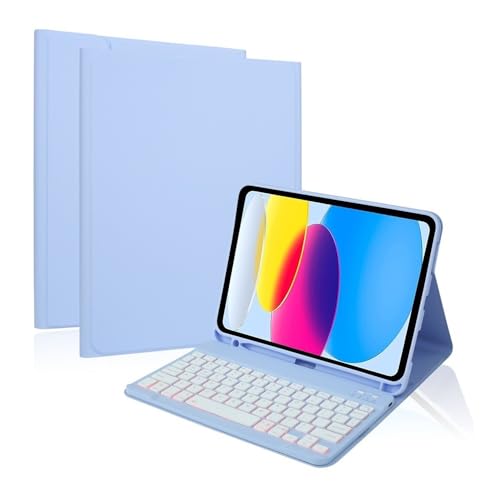 Funda teclado para iPad Air 11 y 10.9 pulgadas con soporte y teclas de colores morado