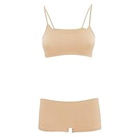 Toocool Mädchen-Unterwäsche-Anzug, Mädchen-BH und -Shorts für Tanz und Kunstturnen, Fitness-Unterwäsche und Sportkleidung für Kinder LO-TZ078 [8-10, Beige]