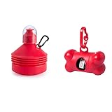 SATISFACCIÓN GARANTIZADA: con capacidad de 570ml para perros grandes y perros pequeños. Junto con el regalo en forma de huesos para perros, que es un dispensador bolsas de plastico, saldrás totalmente equipado de casa simplemente colgándolo de tu muñeca.