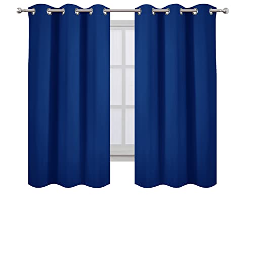 Image of LEMOMO Blackout Curtains 40 x 63 inch /Royal Blue Curtains Set of 2 Panels /Thermal Insulated Room Darkening Bedroom Curtains