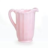Pink Milk Glass Tall Paneled Pitcher With Handle
