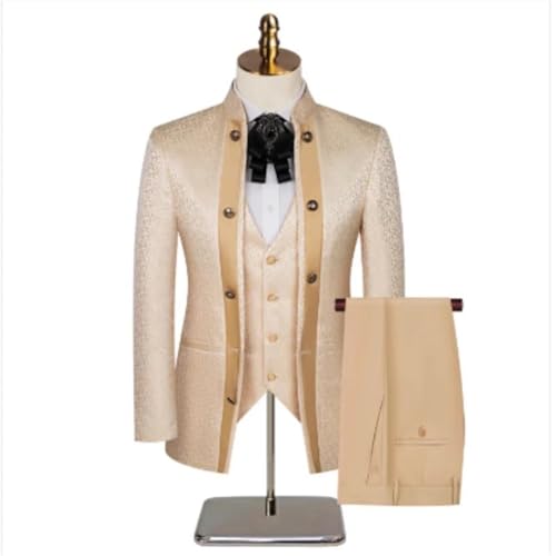 Wedding Host Performance Men's Suit Dress Three-Piece Floral Pattern Blazer Pants and Vest2