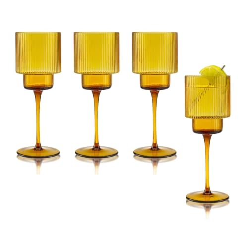 Set de 4 copas de vino ámbar Qualia de 12 oz