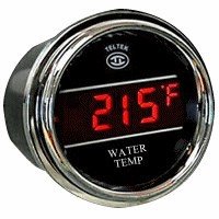 Water Temperature Gauge for Kenworth 2005 or previous - Bezel: Chrome - LED Color: Red