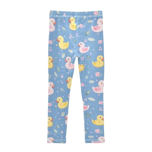 Ducks Blue Girls' Leggings Toddler Doodles Pink Flowers Kids Yoga Pants Dance Active Tights 4T2