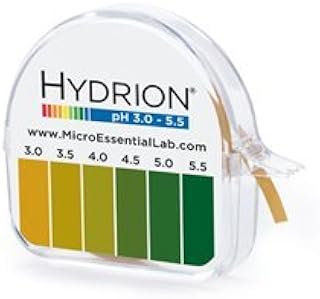 HYDRION Short - Range 325 pH Test Tape 15 Foot Roll in Dispenser - Micro Essential Laboratory - Short Acidic Test Paper - Tests only Range of 3.0-5.0