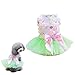 Clopon Pet Dog Dress Cute Girl Dogs Lace Skirt Puppy Princess Jumpsuit Party Floral Dresses Ribbon Bow Doggie Costumes